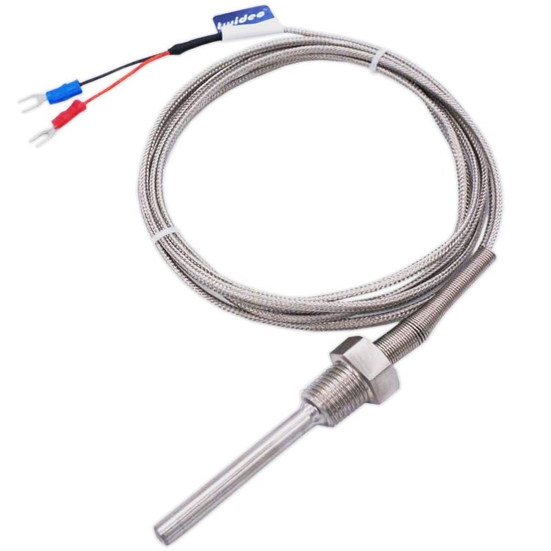 Twidec /2M NPT 1/4" inch (6X50MM) Pipe Thread Temperature Sensor Probe Two Wire Temperature Controller (0~600℃) 304 Stainless Steel K Type Thermocouple MT-205-1/4 - Image 1